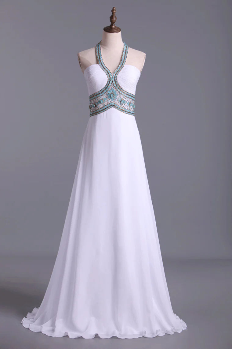 Party Dress A-Line Pick Up Long Chiffon Skirt With Crystal Beading And Ruffles